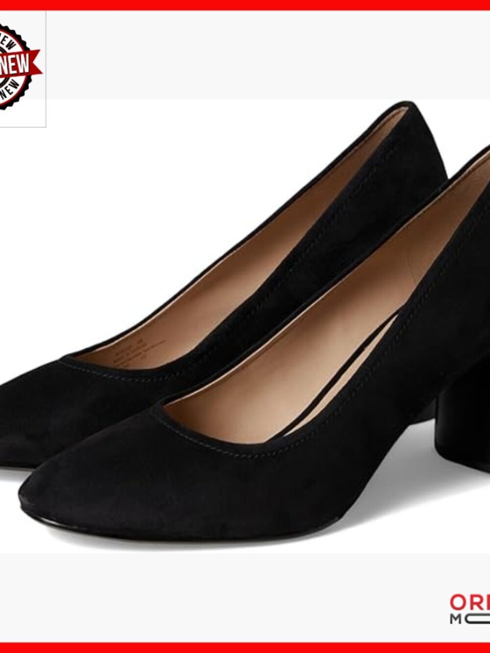 Black Suede Slingback Block Heel Pumps with Arch Support